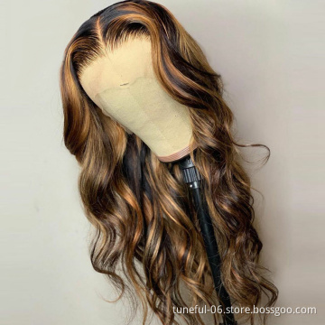 Wholesale Highlight Wig Lace Front Human Hair, Highlighted Human Hair Full Lace Wigs, T part Lace Wigs For Black Woman